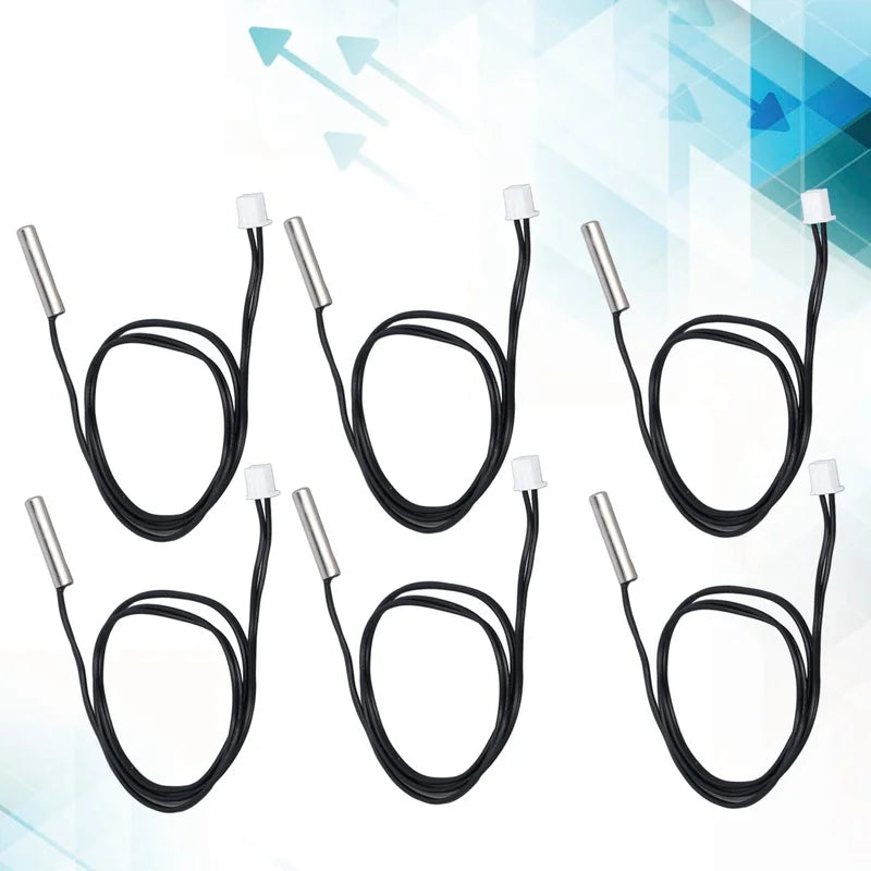 10Pcs Temperature Sensor Probe NTC Thermistor Temp Transducer 5x25mm Cylindrical Head 500mm10K B3435