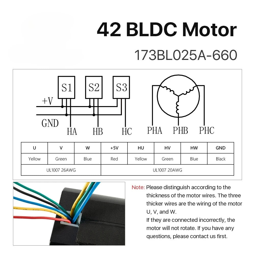Nema17 105W BLDC Motor 42mm 3-Phase 4000Rpm 24VDC Square Brushless Motor with Hall-Sensor For 3D Printer