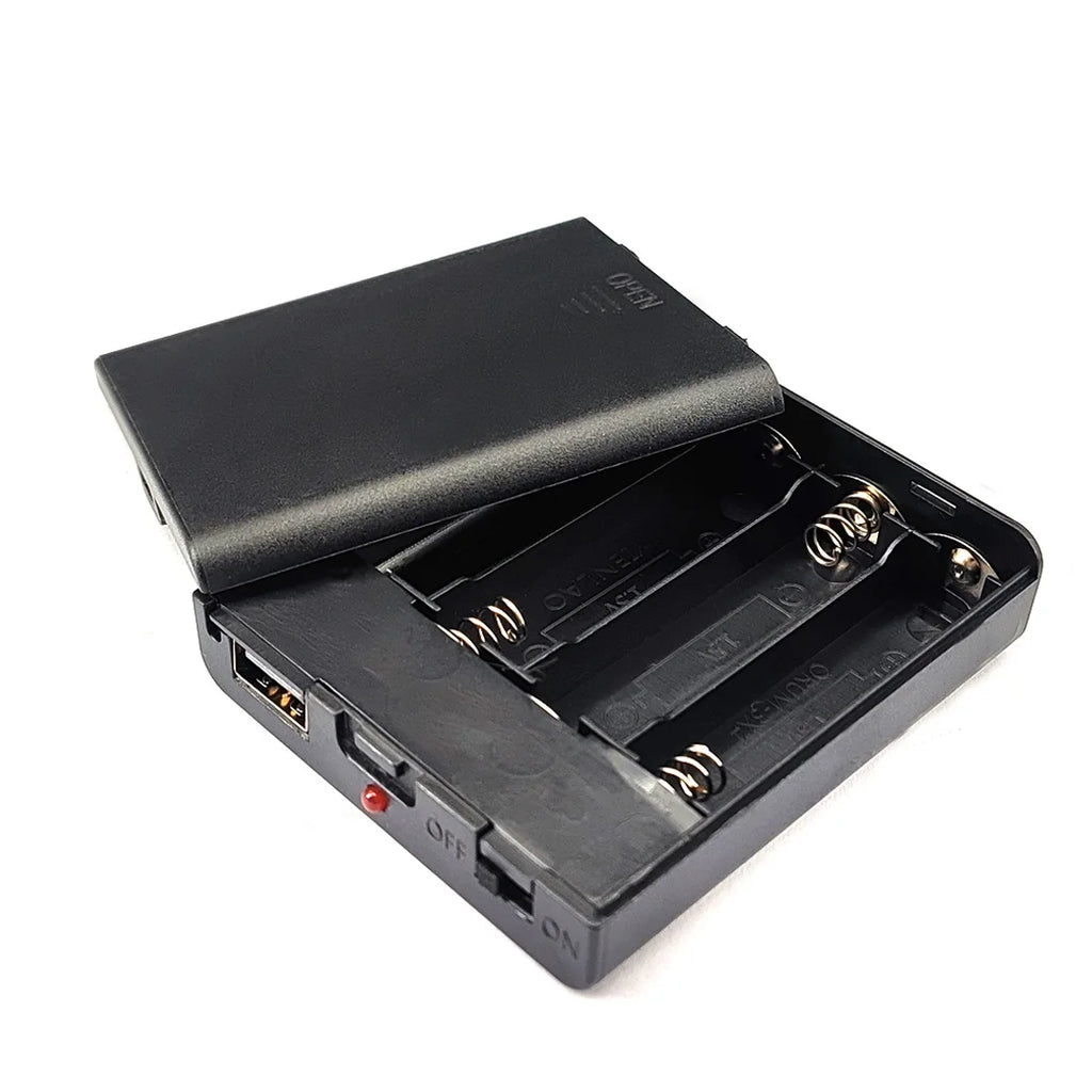 1/2PC 4XAA USB Battery Box For 5V LED Strip Lights USB Mini Power Supply Battery Box With Cover And Switch