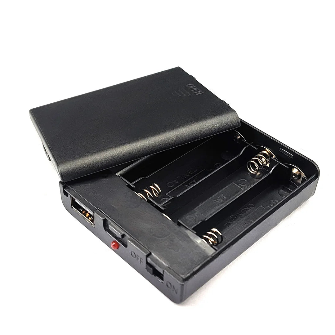 1/2PC 4XAA USB Battery Box For 5V LED Strip Lights USB Mini Power Supply Battery Box With Cover And Switch