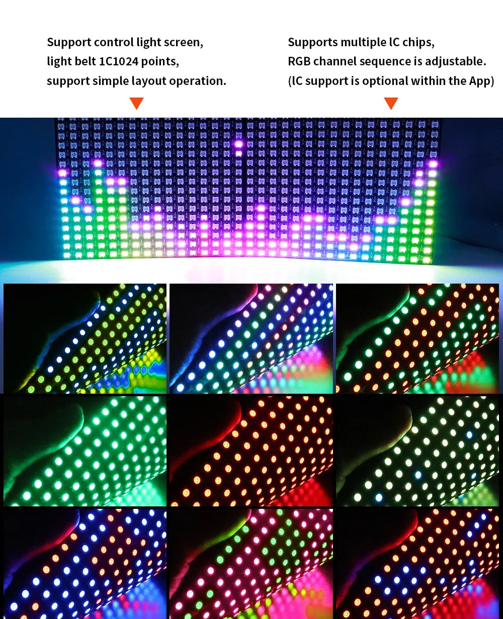 WS2812B WS2815 RGBIC LED Strip Controller Colorful-X7 Bluetooth/WIFI/Zigbee Smart Music Rhythm Sync Pixels Lighting DC5-24V