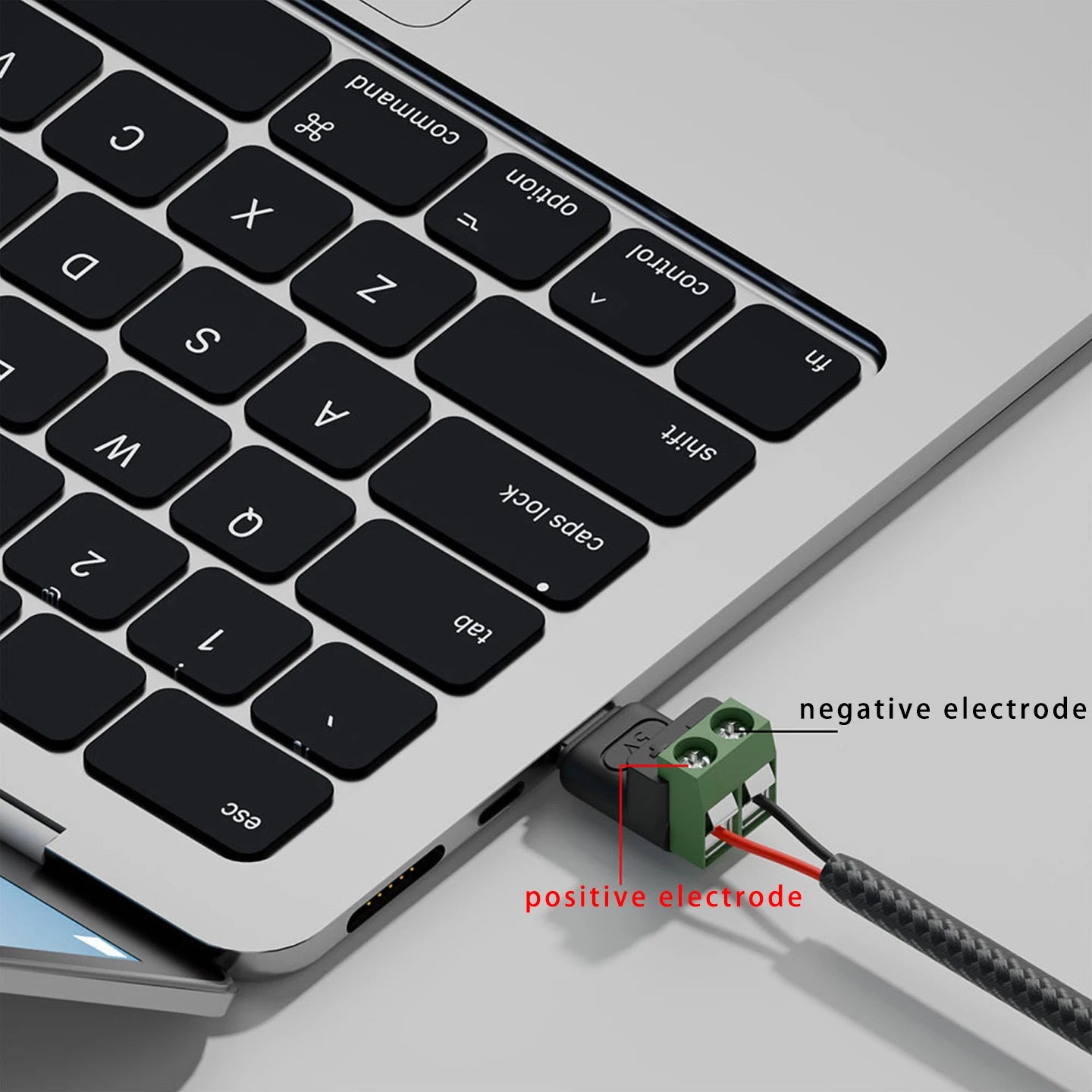 USB C to 2Pin Terminal Adapter Screw Solderless Plug Type-C to 2 Pin Crimp Terminal Block 5V Charging Conversion