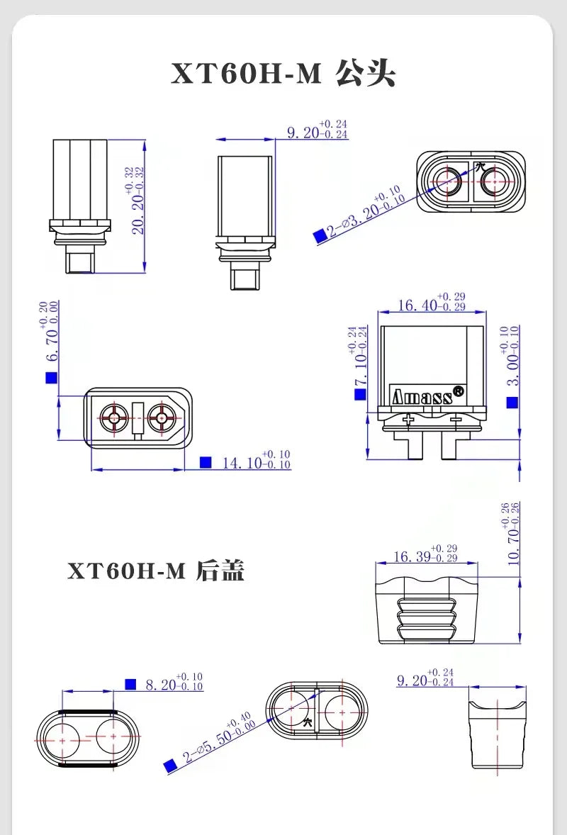 XT30U XT60U XT60H XT90 Plug Connector Male / Female with 18/16/14/12/10 AWG Cable Dual Extension Battery for RC Battery Cable