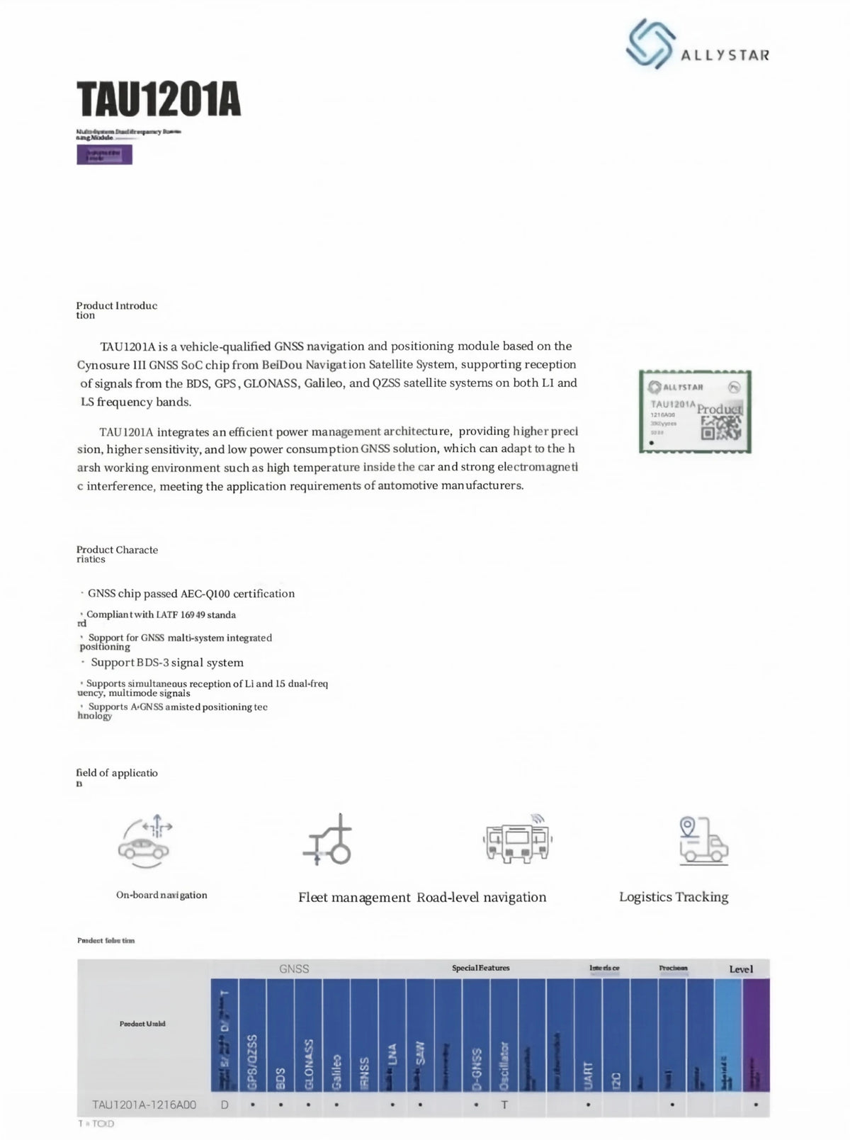 Allystar TAU1201 L1L5 Dual-Frequency High-Performance RTK GNSS Positioning Module GPS BDS  Full-Constellation Development Board