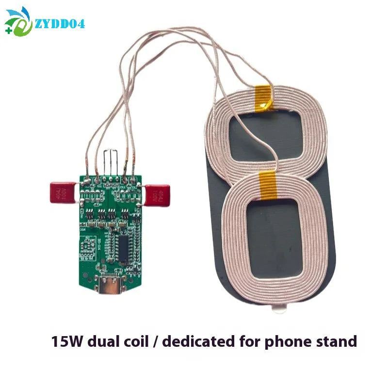 ●1Pcs Wireless Charging Type-C Interface 15W Dual Coil Wireless Charging Module Wireless Charger PCBA Home Car Equipment