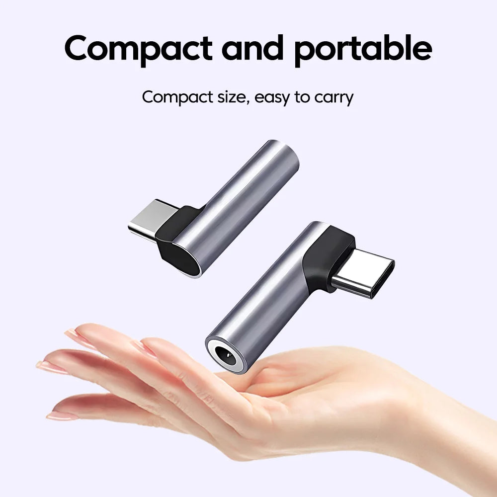 90° Elbow Type C To 3.5MM Earphones Adapter USB C To 3.5mm Jack Headphones AUX Audio Adapter For iPhone 16 Samsung Huawei Xiaomi