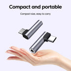 90° Elbow Type C To 3.5MM Earphones Adapter USB C To 3.5mm Jack Headphones AUX Audio Adapter For iPhone 16 Samsung Huawei Xiaomi
