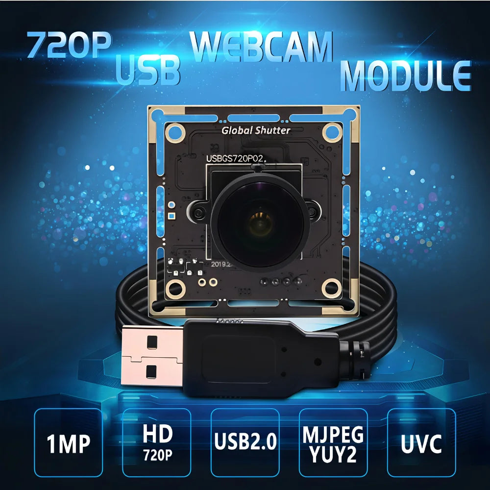 ELP Global Shutter USB Camera 720P 60fps Aptina AR0144 100° Wide Angle Lens UVC Webcam for Linux Windows Android