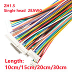 5Pcs JST ZH1.5 1.5mm Pitch Single End Wire Cable 2/3/4/5/6/7/8/9/10Pin 28AWG 10/15/20/30cm DIY Electronic Connector