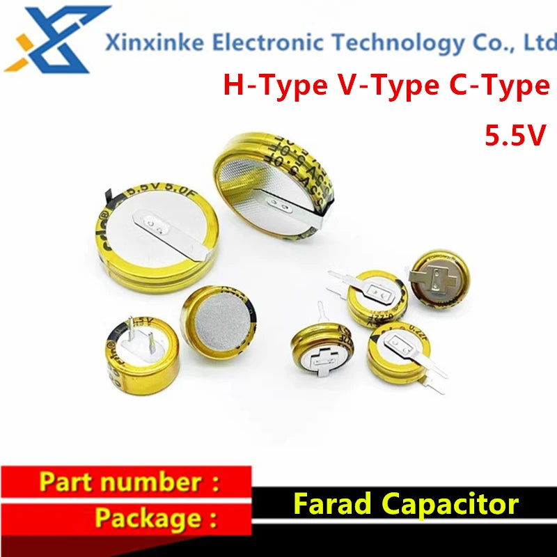 2PCS Super Farad Capacitor 5.5V 0.1F 0.22F 0.33F 0.47F 1.5F 1.0F 4.0F H/V/C-Type Button Capacitance Duple Layer Capacitor