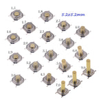 Metal Tactical Push Button Switch,Tact Switch,5.2x5.2x1.5mm to 9mm 4PIN SMT,Key Switch Speaker Audio button,PER 50PCS
