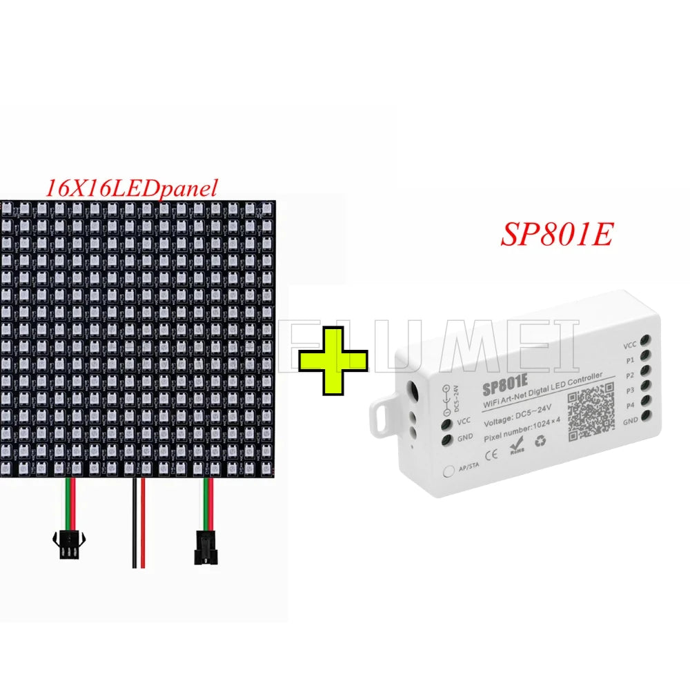 SP801E Led Controller Kit DC5V WS2812B RGB LED Pixel Panel Light 8x8 16x16 8x32 Digital Flexible Screen Individually Addressable