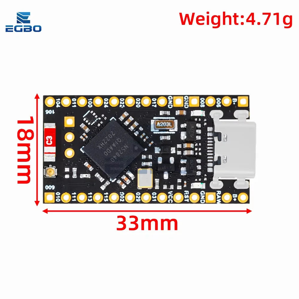 NRF52840 Development Board Compatible With Nice,New ipex antenna base version,Nano V2.0 Bluetooth Charging Management Pro Type-c