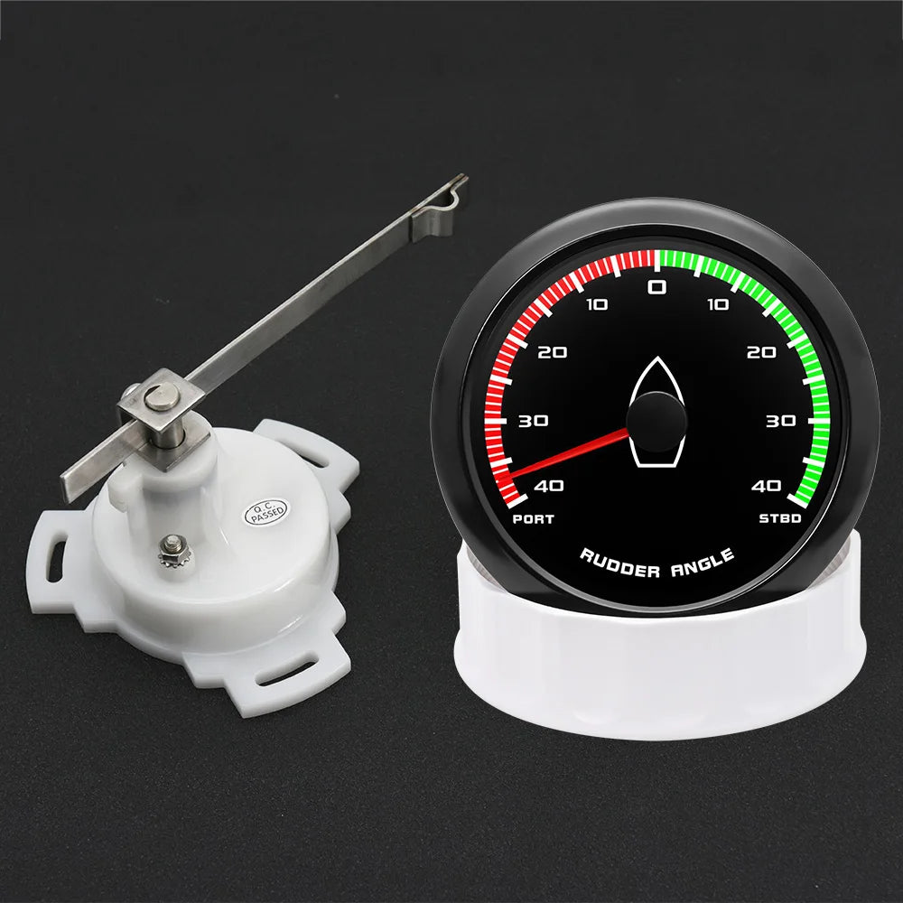 12V/24V STBD PORT Rudder Angle Meter 85mm Rudder Angle Indicator with 0-190 ohm Rudder Angle Sensor 7 Color Backlight Customized