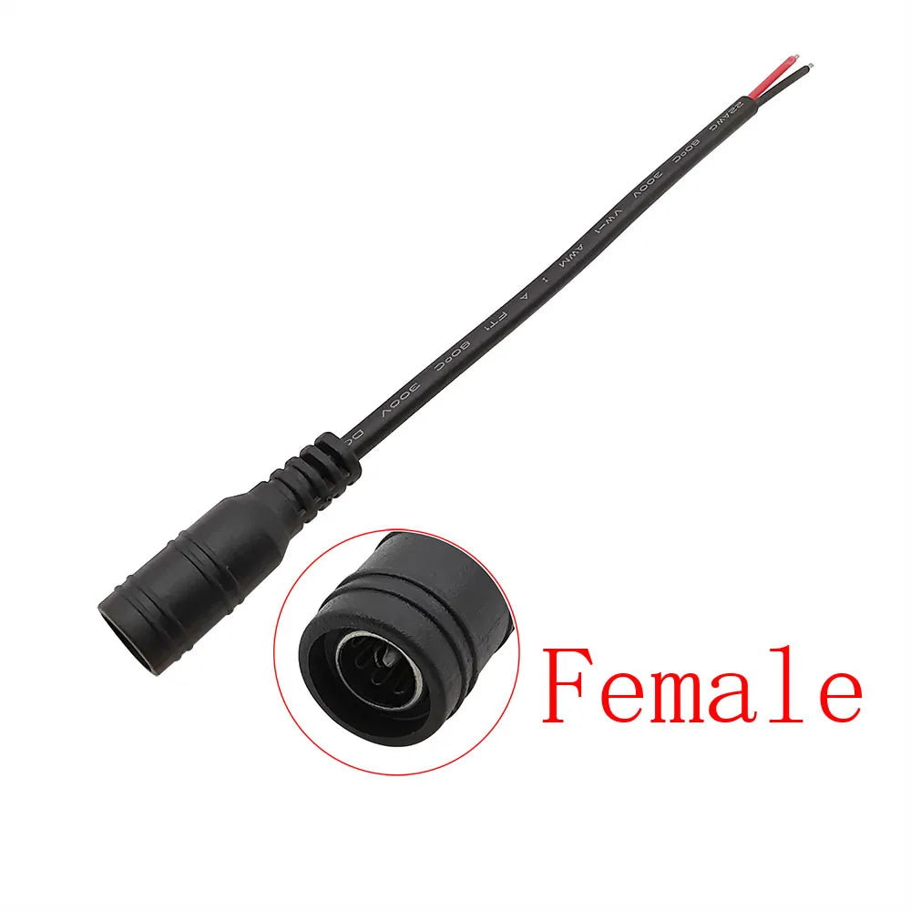 5/10Pcs Black 5.5 x 2.1mm DC Plug Jack Connector Cable Pigtail 12V Male Female 5.5*2.1 DC Adapter for 5050 3528 LED Strip Light