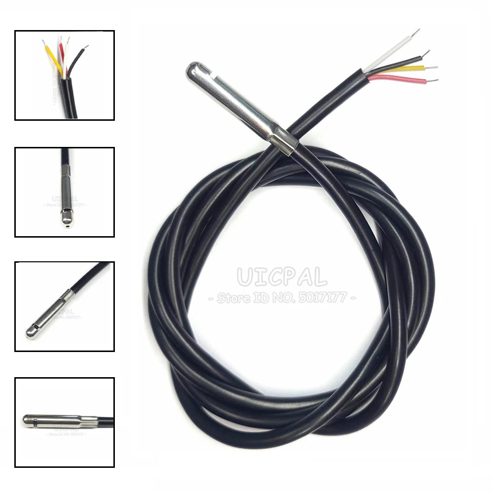 SHT20 SHT30 SHT40 Digital Temperature Sensor 100CM Humidity Sensor Probe Cable Waterproof 304 Stainless Steel Head I2C 3.0MM