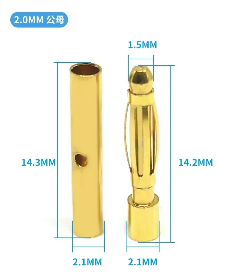 5/10Pairs 2MM 3MM 3.5MM 4MM 5mm 5.5mm 6mm 8mm Gold Plated Male Female Bullet Banana Plug Connector For ESC Battery Motor