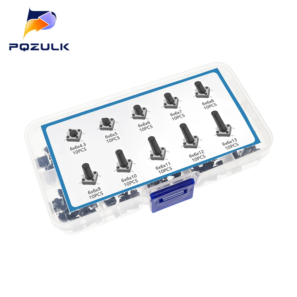 6*6 Tact Tactile Push Button Switch 4.3-13mm SMD DIP 2P/4Pin Micro Switch 6x6 Keys Tact ON/OFF 10 Models for Arduino