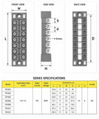 Screw Terminal Block TB Series Dual Row Barrier Strip 3/4/5/6/8/10/12P 15A 25A 45A 600V Panel Mount Electrical Wire Connector