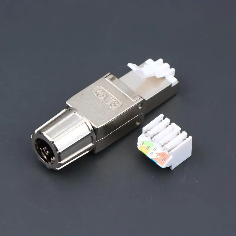 1Pc Zinc Alloy Shielded Ethernet Termination Plugs Cat7 Cat6A Cat8 RJ45 Connector Tool-Free