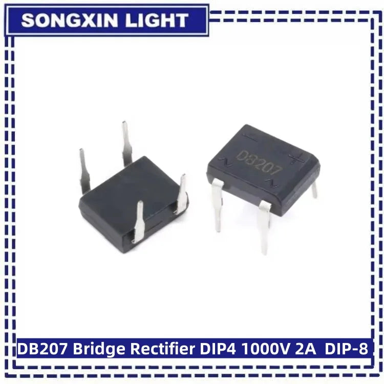 20PCS LUASAMIROB DB207 Bridge Rectifier DIP4 1000V 2A DB207S Power Diode Rectifiers Electronic Components IC