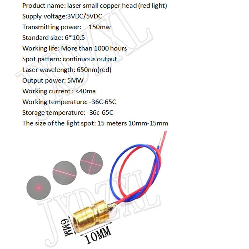 1PCS 650nm 5mW Red Point /Line / Cross Laser Module Head Glass Lens Focusable Focus Adjustable Laser Diode Head Industrial Class