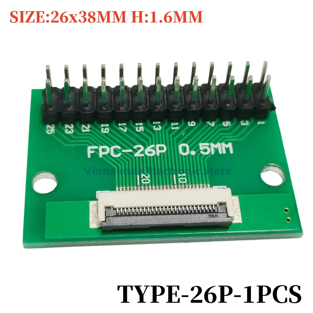 1PCS FFC/FPC Conversion Board 0.5mm Connector to 2.54MM Double Row Bent Pins 4/10/14/15/16/22/26/30/32/36/42/45/60/64/68/80/96P