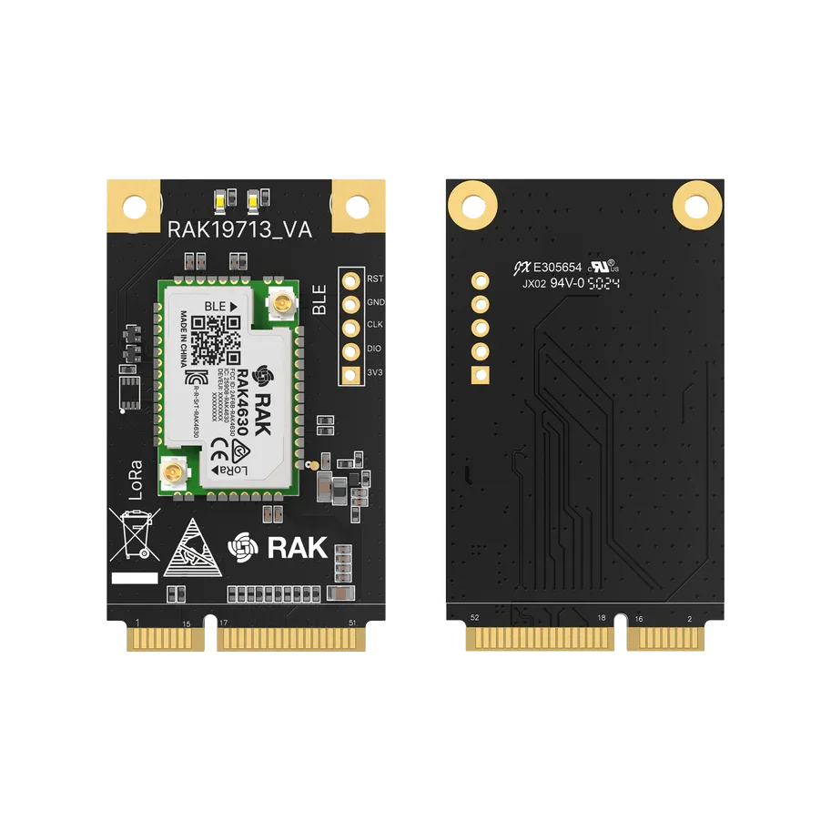 RAK19713 Mini PCIe Module For LoRa® LoRaWAN® Mini PCIe Module For Linux Gateways, CM4 Carrier Boards And Industrial PCs
