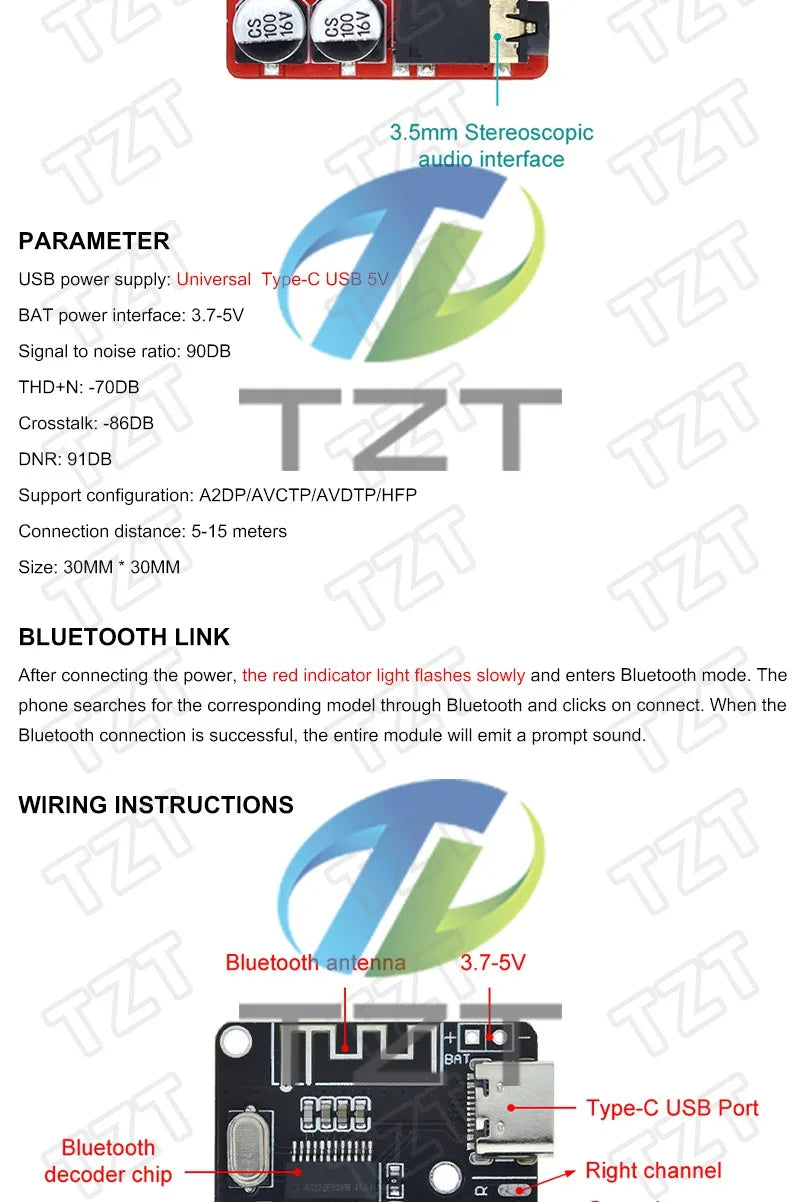 1/5PCS GREATZT DIY Bluetooth Audio Receiver Board Bluetooth 5.0 MP3 Car Audio Board Stereo Music Module 3.7-5V