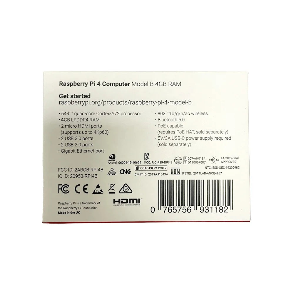 Raspberry Pi 4 Model B Pi4 4b 1GB 2GB 4GB 8GB RAM Starter Kit Board 1g 2g 4g 8g Computer Mini Pc Model B Pi4b 2 Gb 4 Gb 8 Gb