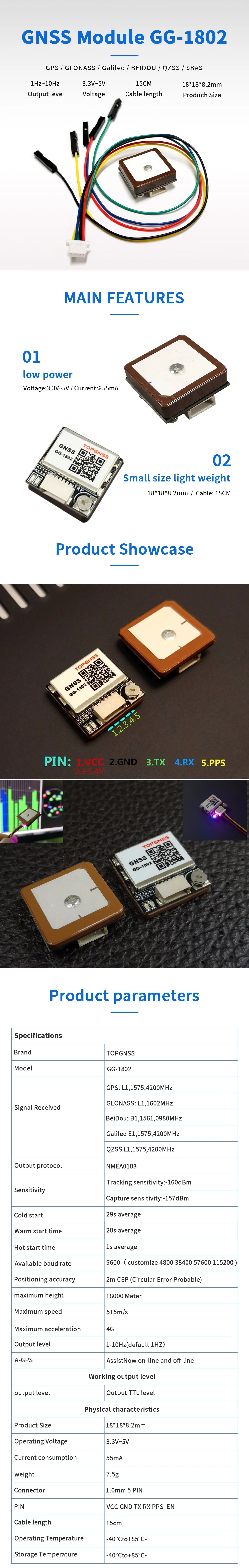Small size GNSS GPS GLONASS module,GPS receive antenna,neo m8n Solution,GNSS module,Dual GPS Module,UART TTL level,GG-1802