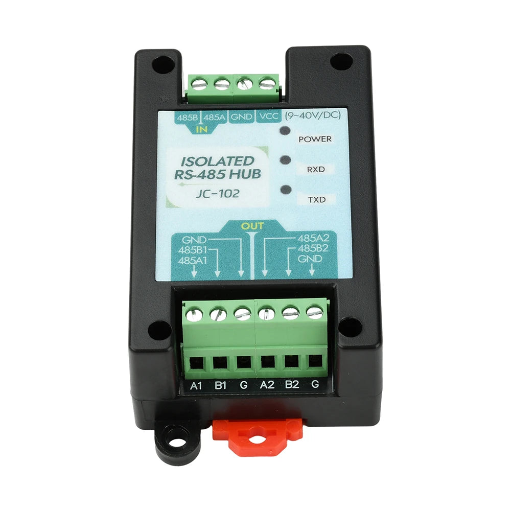DC 9-40V RS485 2-Way Opto-Isolated Repeater Industrial-Grade 485 Hub 2-Port Anti-Interference Surge-Protected Signal Amplifier