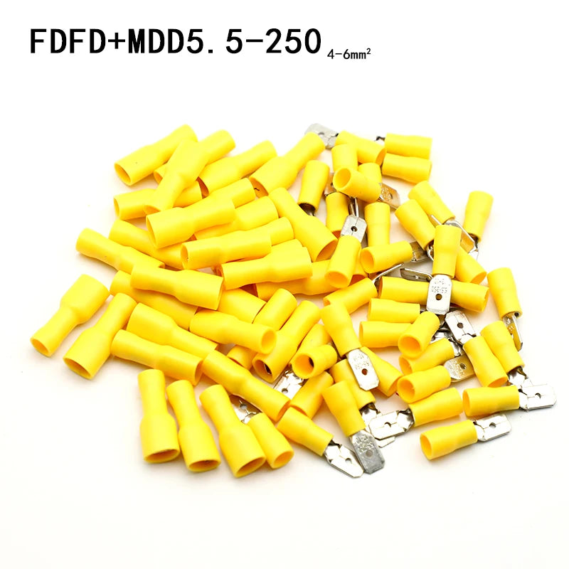 100pcs/50 pairs Female/Male Spade Connectors 16-14 AWG Spade Quick Disconnect Connectors Insulated Spade Wire Crimp Terminal