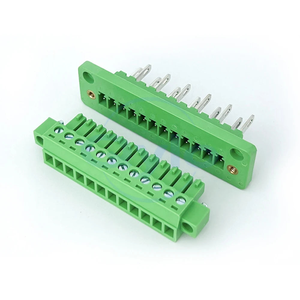 (1 pcs) 2EDGWB - 3.5mm 3.81mm Wall-Mounted Fixed Plug-in Terminal Block with Lugs KF 15EDGAM/KM Complete Set 3.5 3.81 2~24P