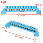 4/6/8/10/12 Positions Terminal Block Connector Strip Brass Ground Neutral Bar Electrical Distribution Wire Screw Terminal Blue