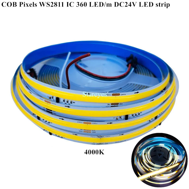 COB SPI LED Strip Light 24V 5m Addressable Pixels White CCT RGB RGBW RGBCCT WS2811 WS2814 Digital IC FCOB Magic Color Tape Rope