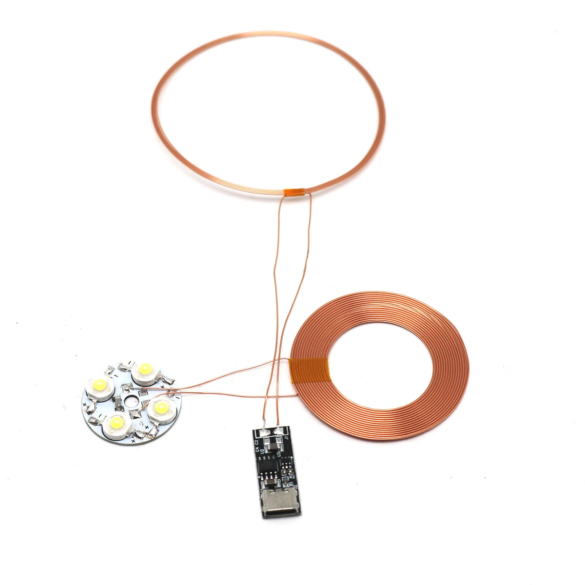 100mm Type-C USB Wireless Power Supply Module Transmitter Coil + Induction Receiver Lamp LED Light for Model Magnetic Levitation