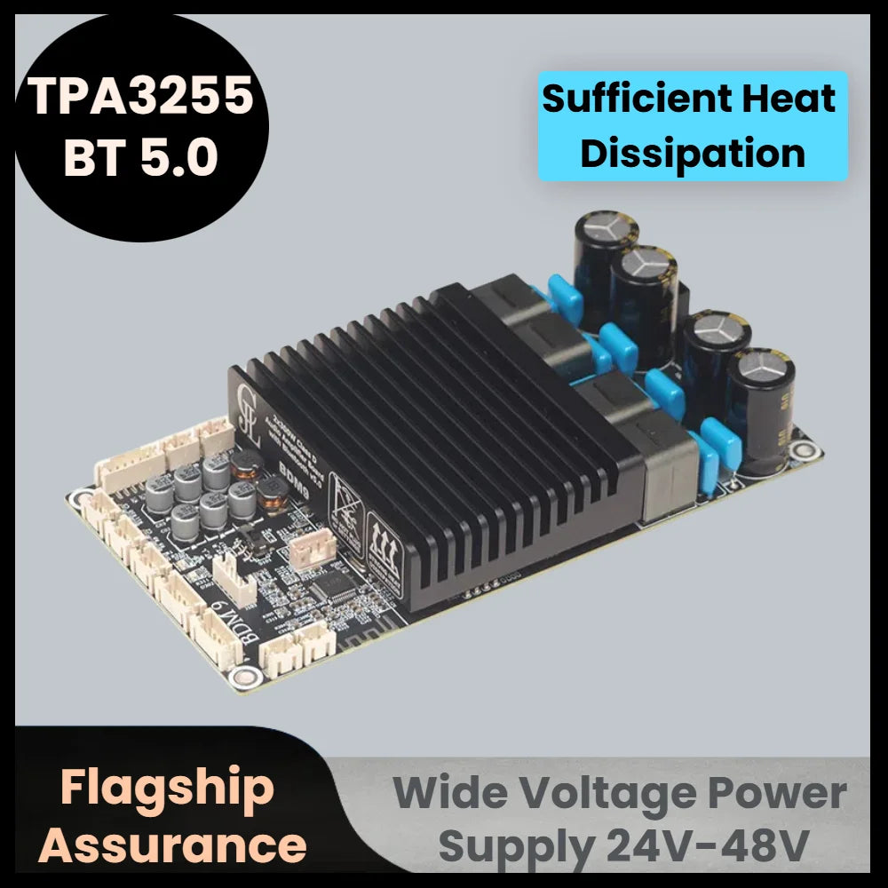 BDM9 TPA3255 2x300W Bluetooth Power Amplifier Board BT5.0 Stereo High Power Adjustable Tweeter PC UI