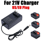21V 1A 18650 Lithium Battery Charger For 21V 18V EU/US Plug Screwdriver Wrench Li-ion Battery Pack Dc5.5mm*2.1mm 2.5mm Input