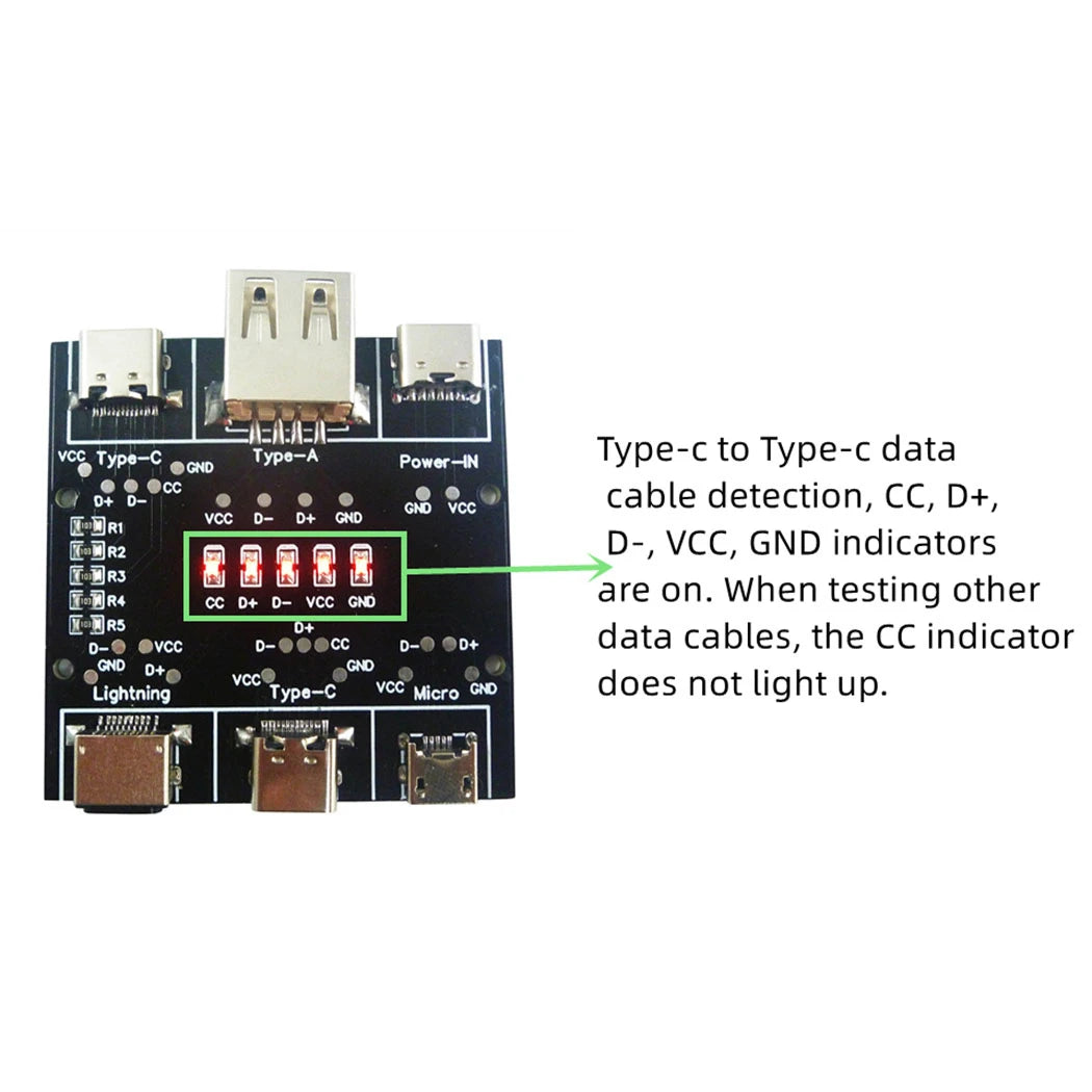 3PCS UD11A03 USB Cable Tester DC5V Type C Input Compatible DT3 Test 4 Kinds Data Line USB A Lightning Type C