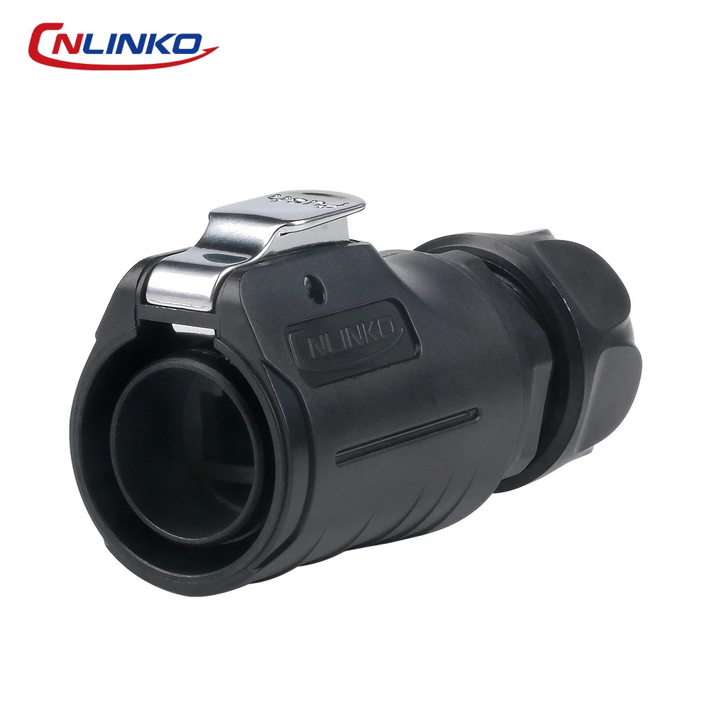CNLINKO LP20 PBT Plastic IP68 Waterproof RJ45 Cable Signal Connector CAT6 Panel Mount Socket Plug Network Ethernet Interface