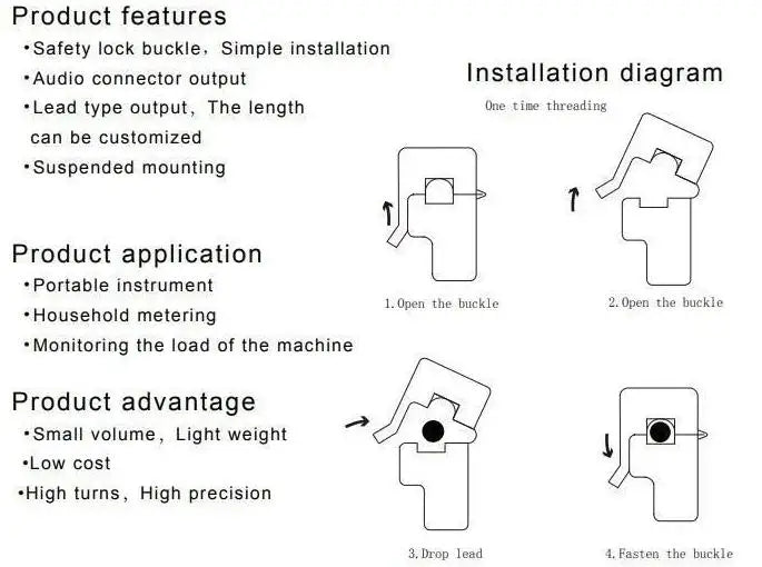 SCT-013 0-100A Open-Close Current Transformer SCT013 Non-invasive AC Current Sensor Split Core Current Transformer