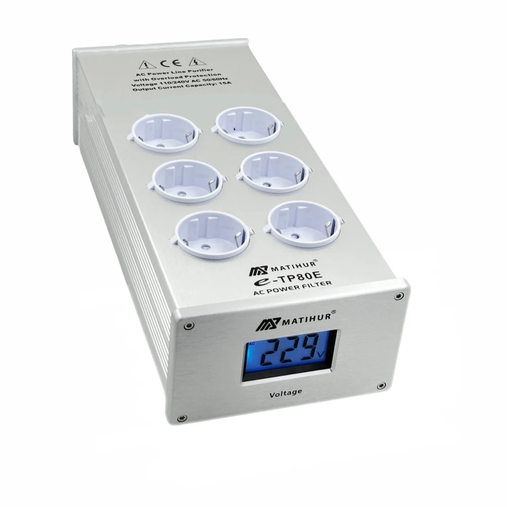 MATIHUR e-TP80 Audio Noise AC Power Filter Power Conditioner Power Purifier Surge Protection with EU Outlets Power Strip