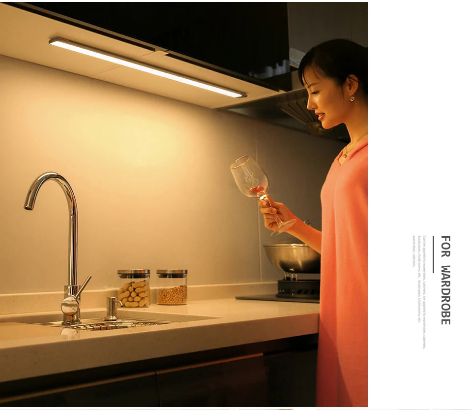 LED Light Under Cabinet Lights For Kitchen Hand Sweep Switch PIR Motion Sensor Closet Wardrobe Lamp 30/40/50cm Led Night Light