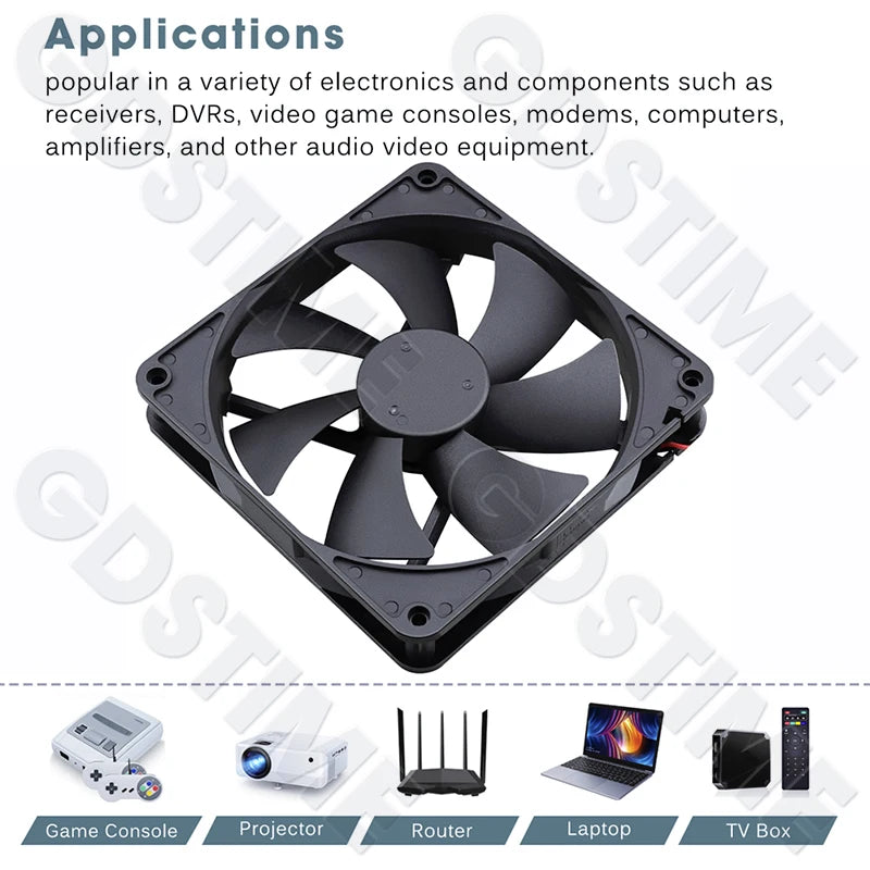 Gdstime 140mm Fan 24V 12V 5V Cooler 140*25MM Case CPU Fan 14025 Radiator Fan for Home Mechanical Equipment,Humidifiers Cooling