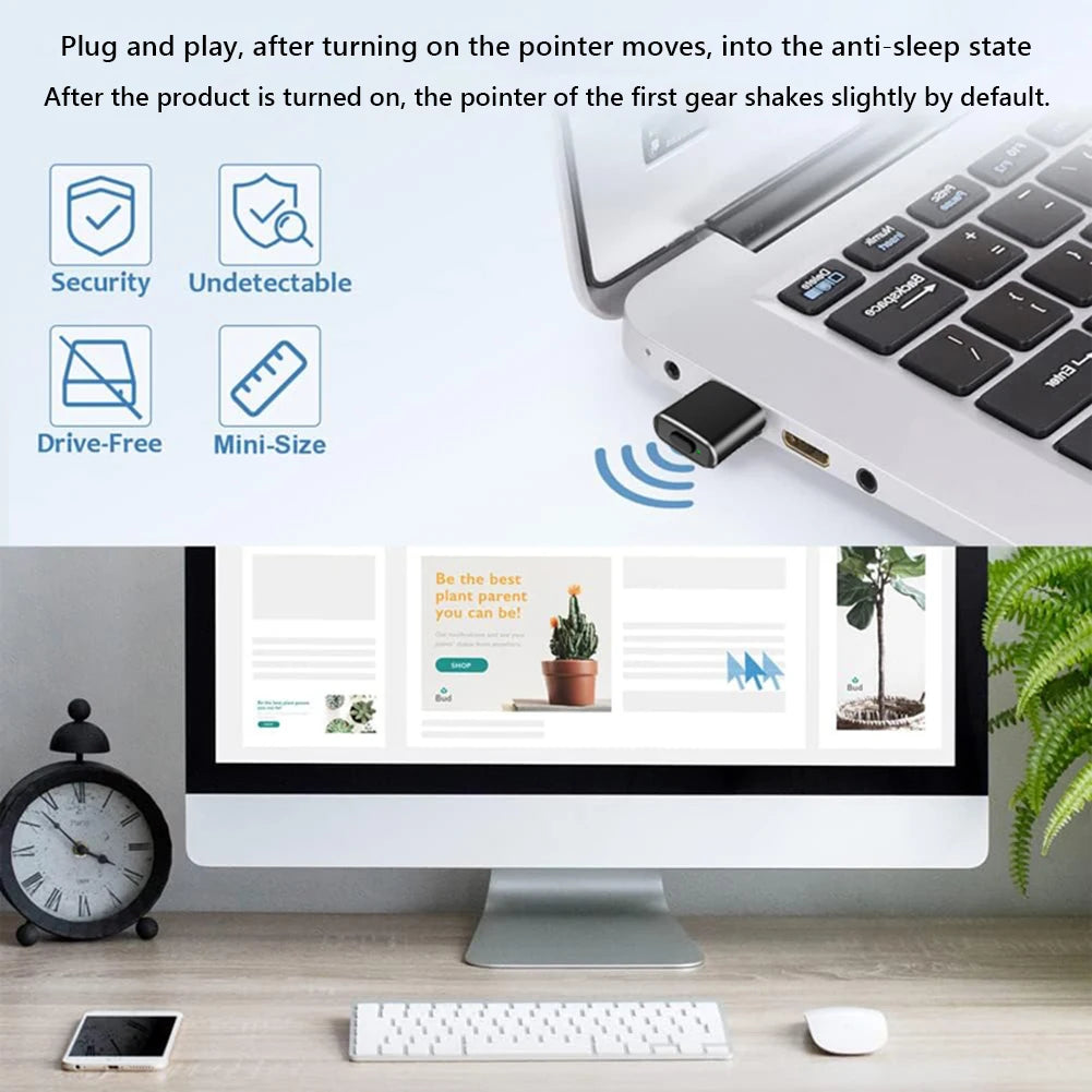 USB C Mouse Jiggler with Switch Button Mouse Mover 3 Jiggle Modes Mouse Shaker Keep Computer/Laptop Awake