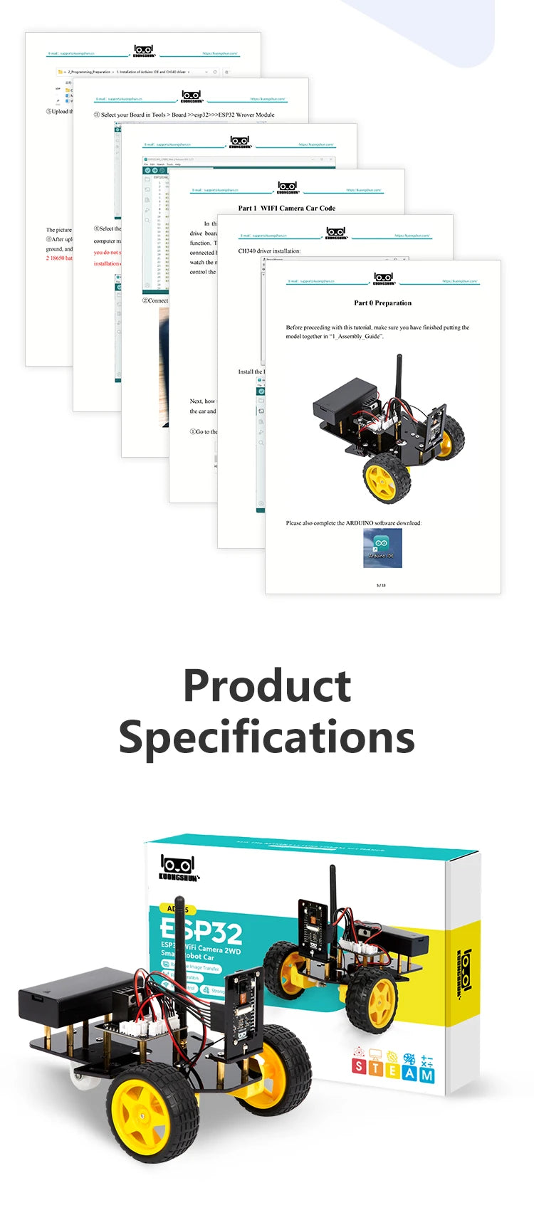 ESP32 Smart Robot Car Kit  Remote Control Car for Arduino Programming Project STEM Education Science Coding Kit