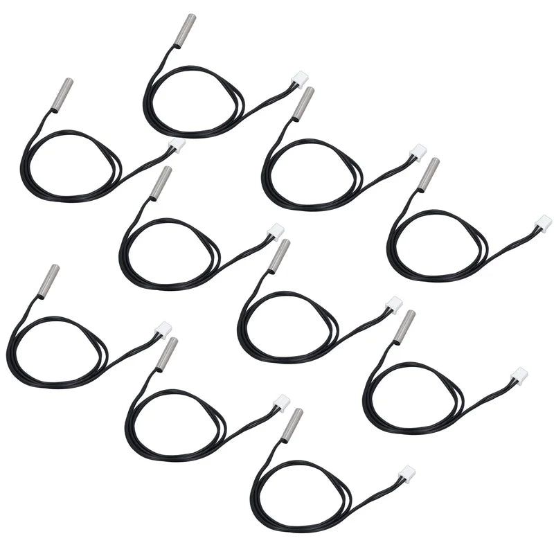 10Pcs Temperature Sensor Probe NTC Thermistor Temp Transducer 5x25mm Cylindrical Head 500mm10K B3435