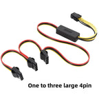New Graphics Card Hard Drive Cable 6Pin To SATA Hard Drive Power Cables 12V Adapter 1 2 3 4 SATA 12V Molex Large 4PIN Cable