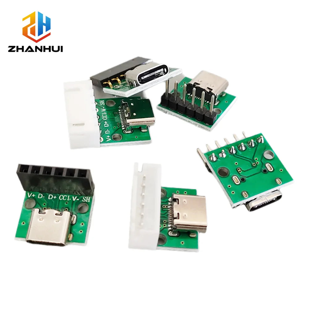 5/10/20Pcs USB 3.1 Type C 16 Pin to 6P 2.54mm Test PCB Board Adapter Connector Socket for Data Line Cable Transfer & Debugging